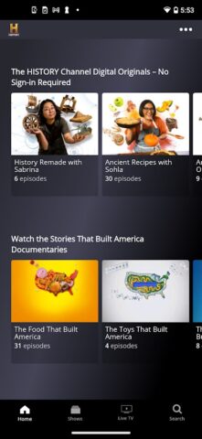 HISTORY: Shows & Documentaries для Android — скриншот 5