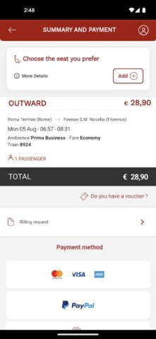 Italo: Italian Highspeed Train для Android — скриншот 4