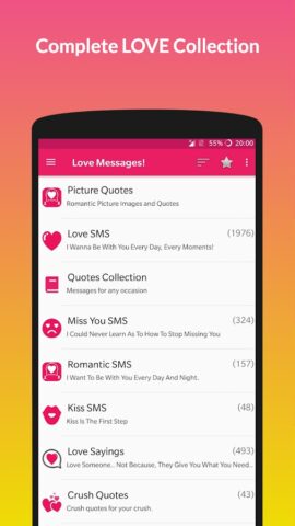 Love Messages Romantic SMS для Android — скриншот 1