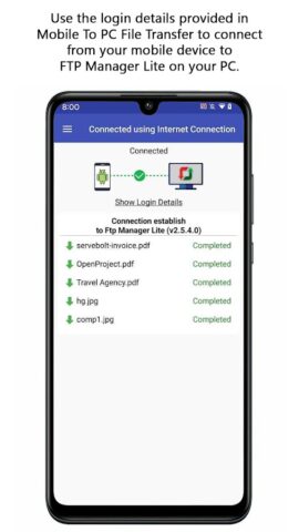 Mobile to PC File Transfer для Android — скриншот 2
