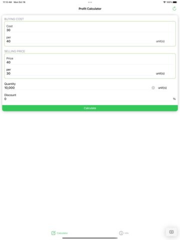расчет прибыли, выручка для iOS — скриншот 1
