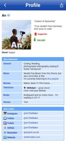 SpaceHey Mobile – Retro social для Android — скриншот 3