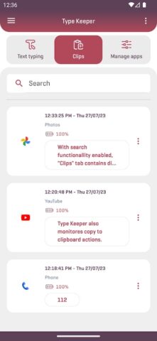 Type Keeper — Your keylogger для Android — скриншот 5