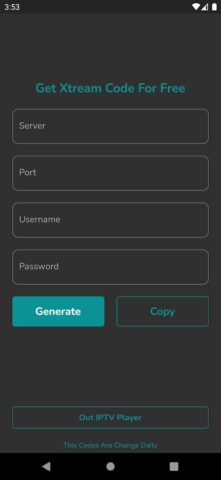 Xtream Code Generator для Android — скриншот 1