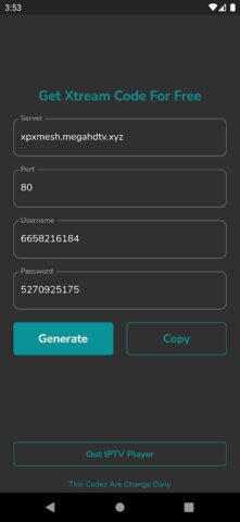 Xtream Code Generator для Android — скриншот 2