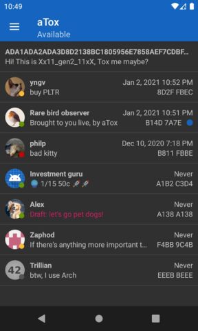 aTox для Android — скриншот 2