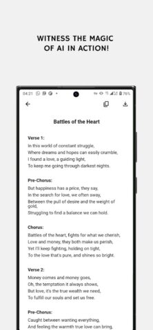 AI Lyrics Generator для Android — скриншот 4