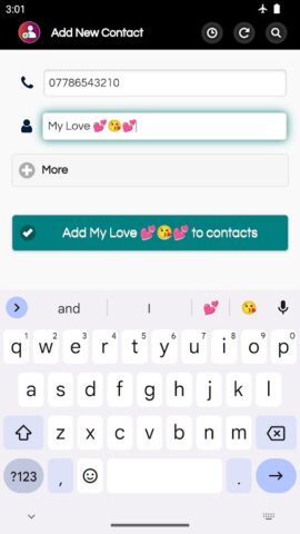 Добавление нового контакта для Android — скриншот 1