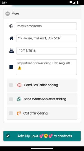 Добавление нового контакта для Android — скриншот 2