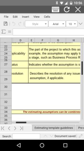 AndroXLS редактор XLS листов для Android — скриншот 1