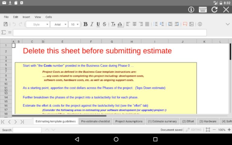 AndroXLS редактор XLS листов для Android — скриншот 5