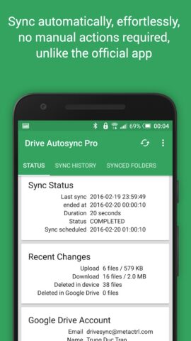 Autosync for Google Drive для Android — скриншот 2
