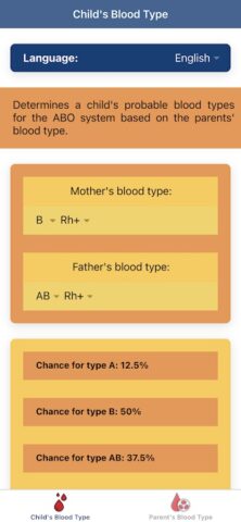 Калькулятор Группы Крови для Android — скриншот 1