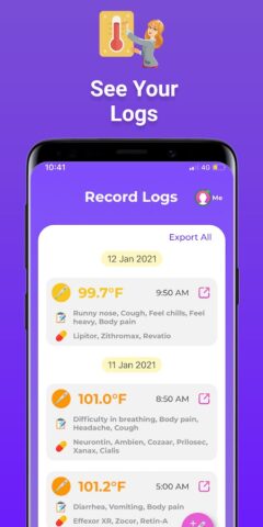 Приложение температуры тела для Android — скриншот 2