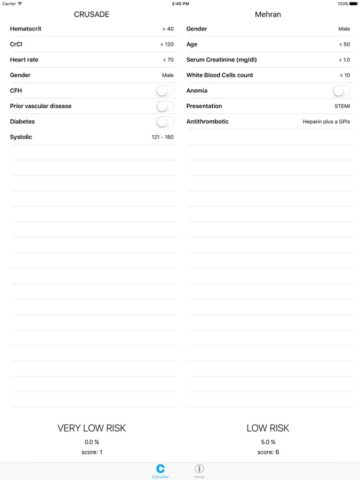 CRUSADE Score Calculator для iOS — скриншот 1