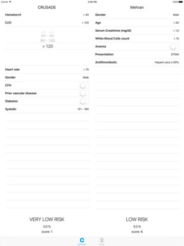 CRUSADE Score Calculator для iOS — скриншот 2