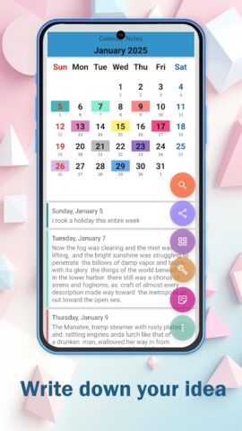 Календарь Примечания для Android — скриншот 3