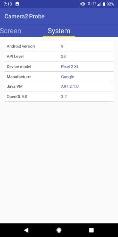 Camera2 API Probe для Android — скриншот 4