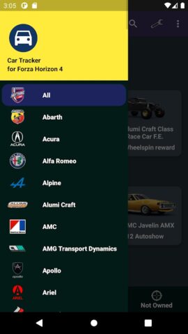 Car Tracker for ForzaHorizon4 для Android — скриншот 2