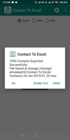 Contact To Excel для Android — скриншот 3
