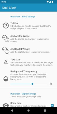 Dual Clock Widget для Android — скриншот 2