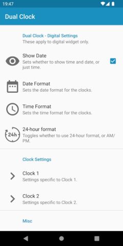 Dual Clock Widget для Android — скриншот 3