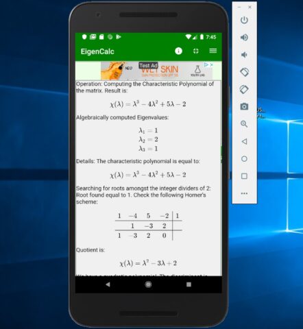 Eigenvalues  Calculator для Android — скриншот 3