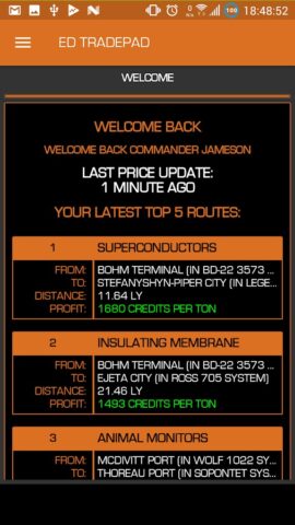 Elite Dangerous TradePad для Android — скриншот 2