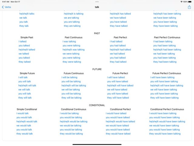 English Verbs для iOS — скриншот 3