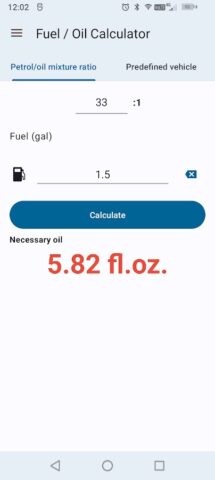 Калькулятор бензин/маслo для Android — скриншот 4