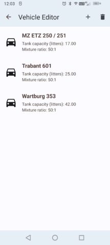 Калькулятор бензин/маслo для Android — скриншот 5