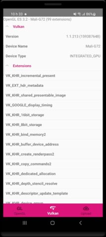 GLview Extensions Viewer для Android — скриншот 2