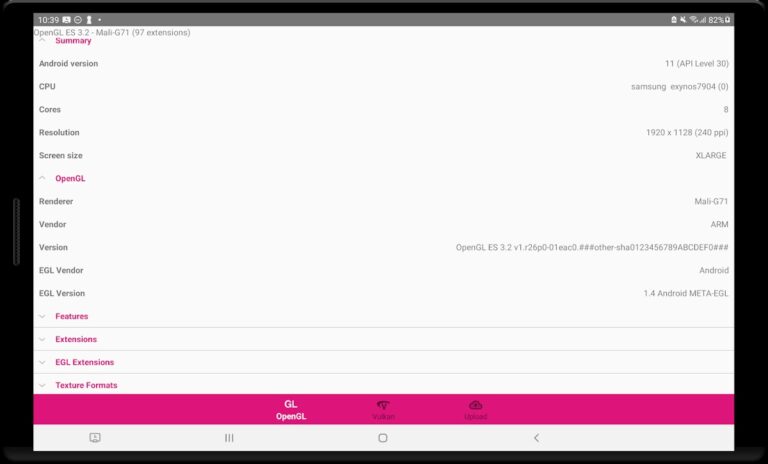 GLview Extensions Viewer для Android — скриншот 4
