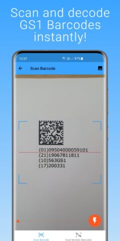 GS1 Barcode Scanner для Android — скриншот 1