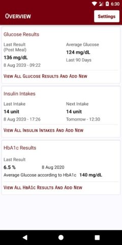 Глюкометр для Android — скриншот 1
