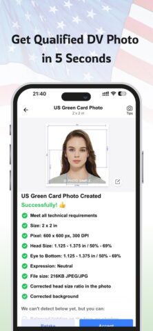 Green Card Photo US VISA для iOS — скриншот 3