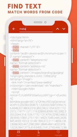 HTML Source Code Viewer Websit для Android — скриншот 2
