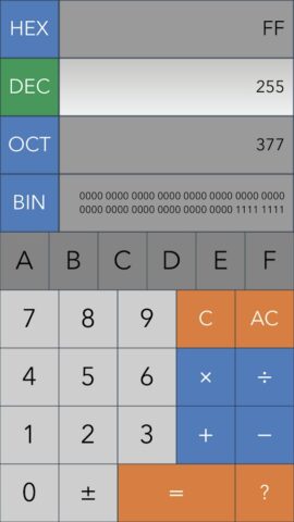 Hex,Dec,Oct,Bin(Dev Calc) для Android — скриншот 1