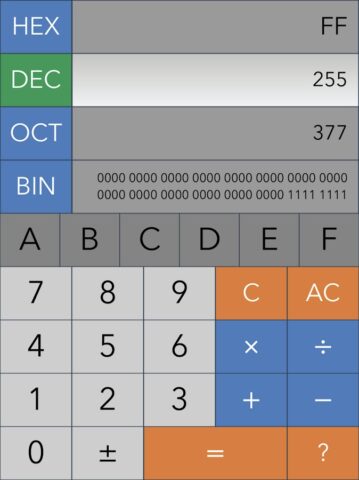 Hex,Dec,Oct,Bin(Dev Calc) для Android — скриншот 5