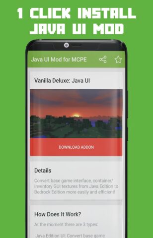 Java UI Mod for MCPE для Android — скриншот 1