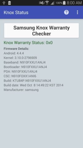 KNOX Статус Samsung для Android — скриншот 2