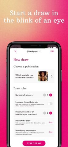 Lukky: социальная раздача Ig для Android — скриншот 3