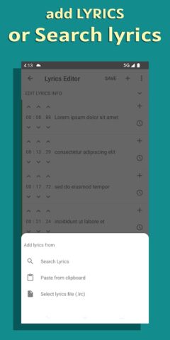 Lyrics Editor: Make Lyrics для Android — скриншот 2