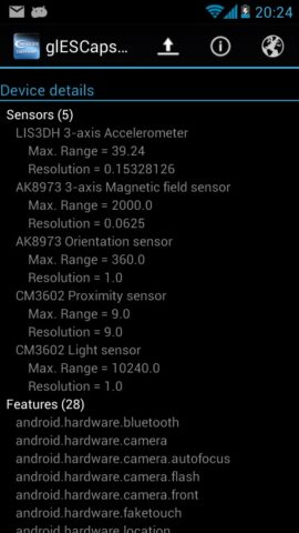 OpenGL ES CapsViewer для Android — скриншот 3