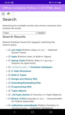 Python 3.10.0 docs для Android — скриншот 2