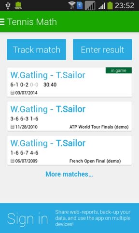 Tennis Math: счёт и статистика для Android — скриншот 1