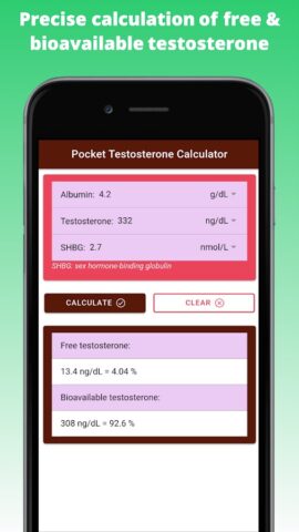 Testosterone Calculator Pro для Android — скриншот 1