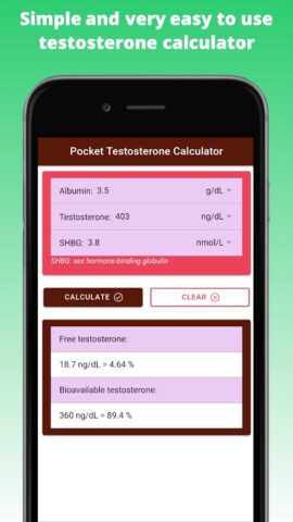 Testosterone Calculator Pro для Android — скриншот 2