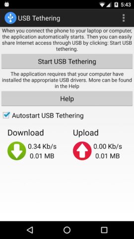 USB Tethering для Android — скриншот 1