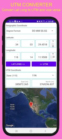 UTM Converter для Android — скриншот 2